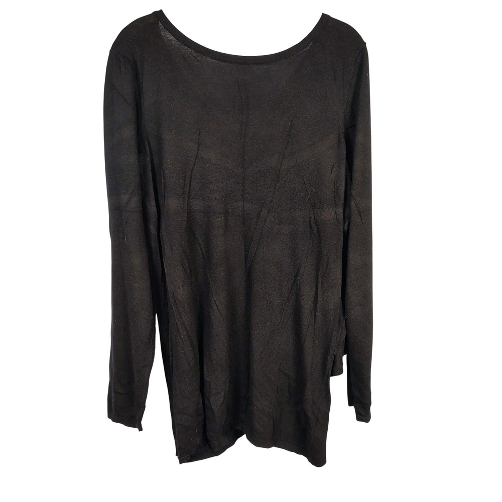 H by Halston Womens 1X Drape Front Wrap Cardigan Black Knit Minimalist Office